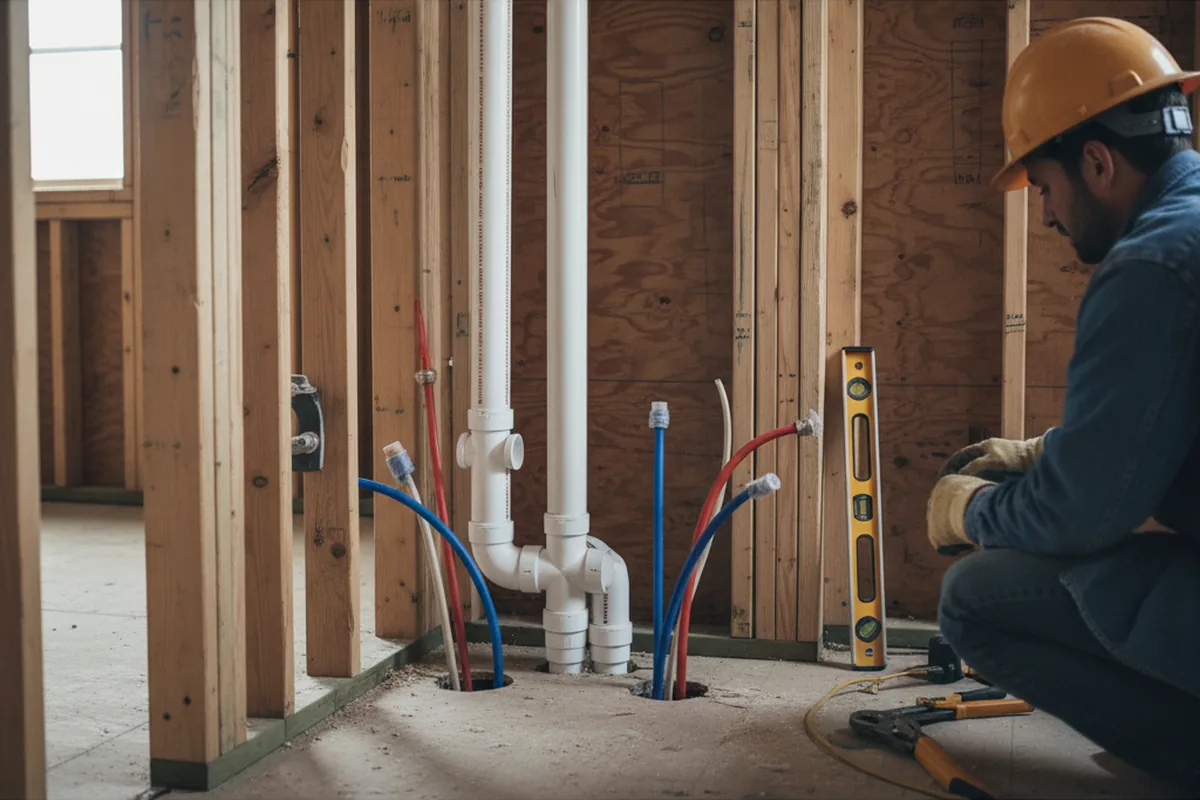 Drain and supply rough-in during Leak Detection in Dennison