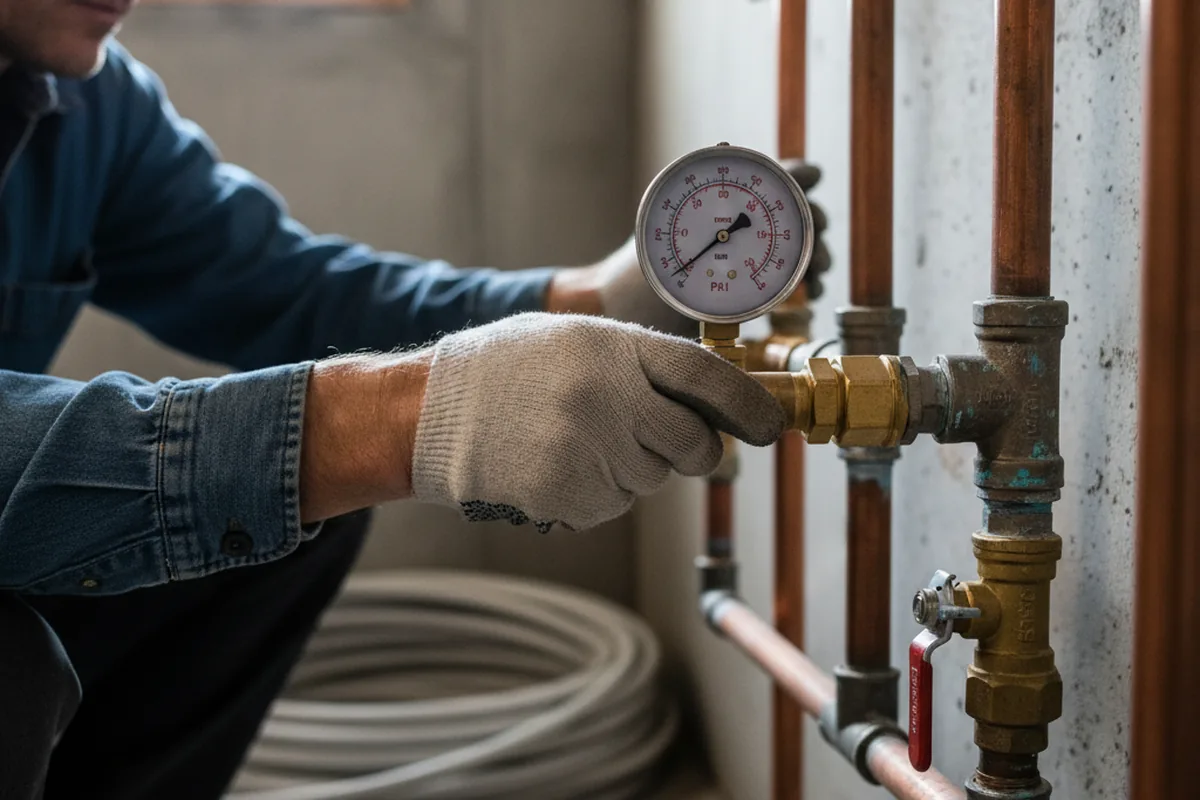 Pressure testing a repaired line during Water Line Repair in Dennison